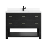 Lucian 48" Single Vanity, Carbon Oak w/ 3 CM White Zeus Silestone Top