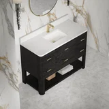 Lucian 48" Single Vanity, Carbon Oak w/ 3 CM White Zeus Silestone Top