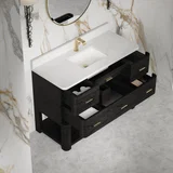 Lucian 48" Single Vanity, Carbon Oak w/ 3 CM White Zeus Silestone Top