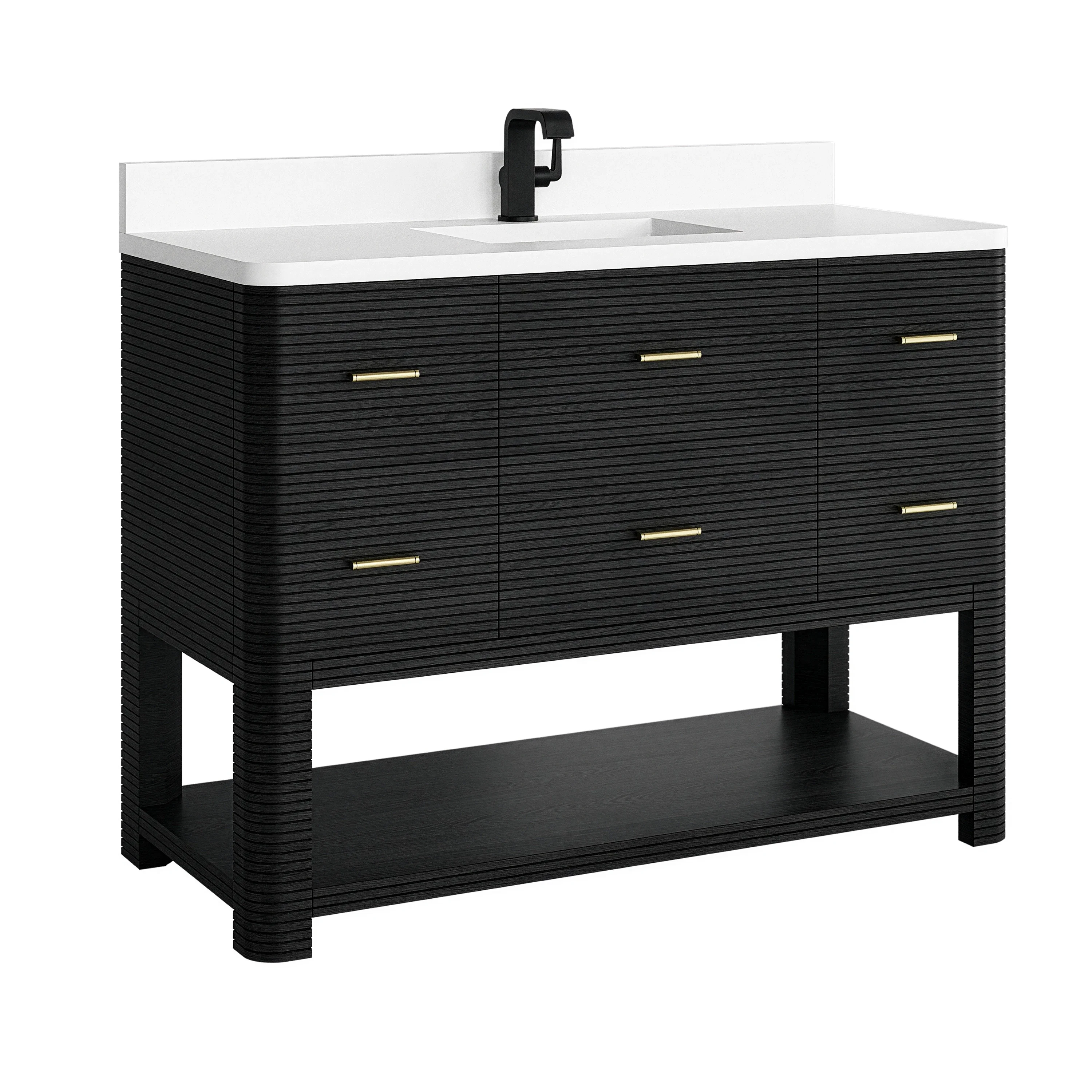 Lucian 48" Single Vanity, Carbon Oak w/ 3 CM White Zeus Silestone Top
