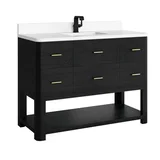 Lucian 48" Single Vanity, Carbon Oak w/ 3 CM White Zeus Silestone Top