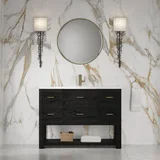 Lucian 48" Single Vanity, Carbon Oak w/ 3 CM White Zeus Silestone Top