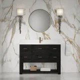 Lucian 48" Single Vanity, Carbon Oak w/ 3 CM White Zeus Silestone Top
