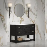 Lucian 48" Single Vanity, Carbon Oak w/ 3 CM White Zeus Silestone Top