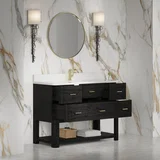 Lucian 48" Single Vanity, Carbon Oak w/ 3 CM White Zeus Silestone Top