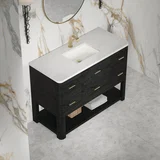 Lucian 48" Single Vanity, Carbon Oak w/ 3 CM White Zeus Silestone Top