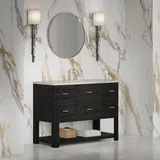 Lucian 48" Single Vanity, Carbon Oak, w/ 3 CM Siberian Silestone Top w/FreePower Wireless Charger