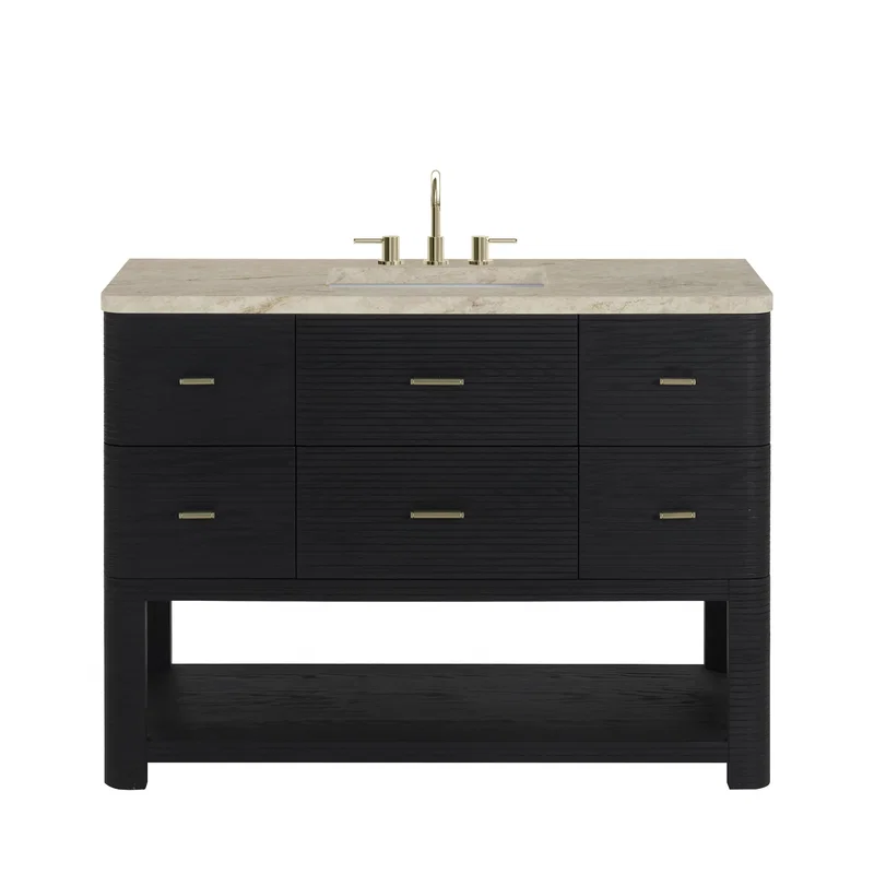 Lucian 48" Single Vanity, Carbon Oak, w/ 3 CM Tajnar Eclos Top w/FreePower Wireless Charger