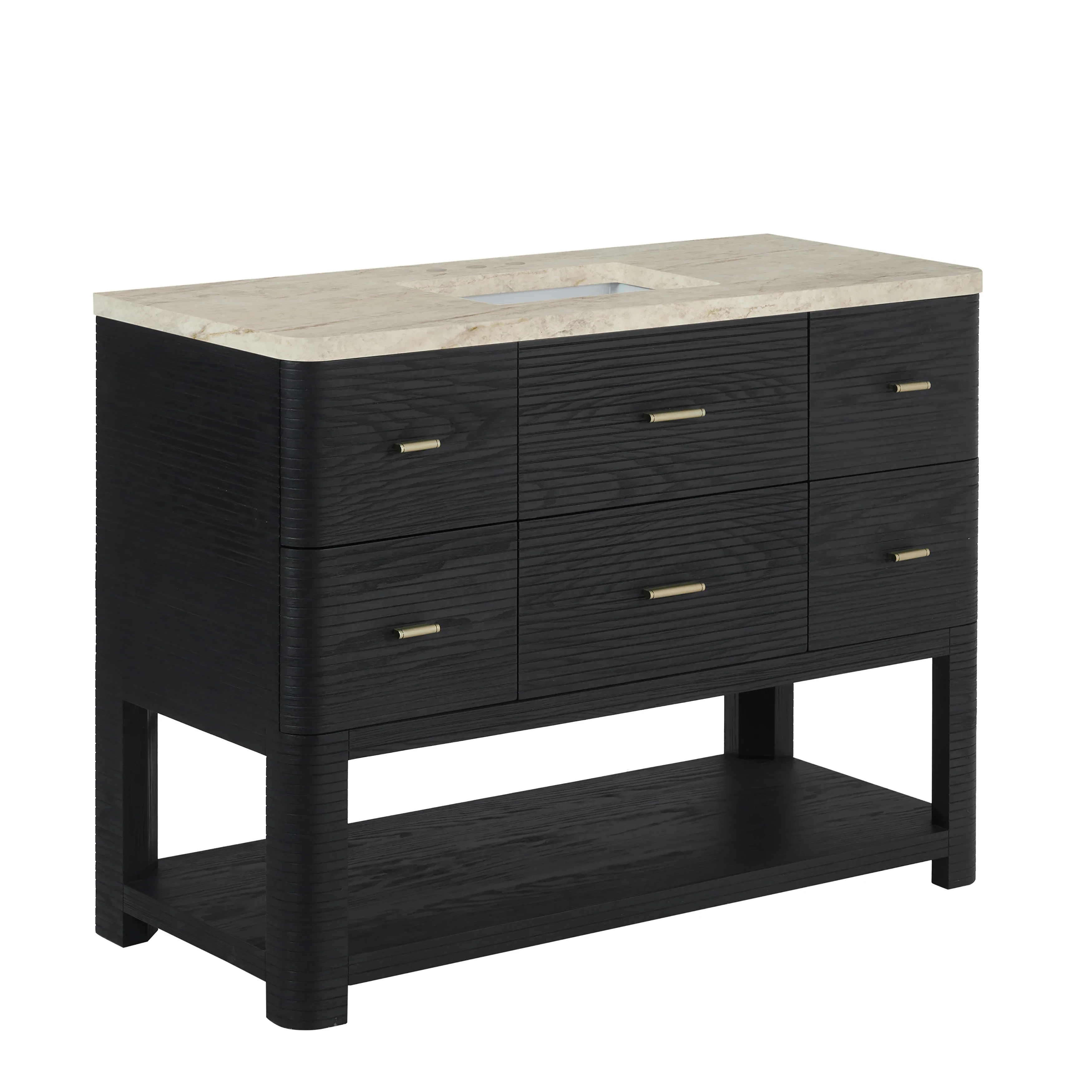 Lucian 48" Single Vanity, Carbon Oak, w/ 3 CM Tajnar Eclos Top w/FreePower Wireless Charger