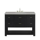 Lucian 48" Single Vanity, Carbon Oak w/ 3 CM Victorian Silver Silestone Top w/ FreePower Wireless Charger