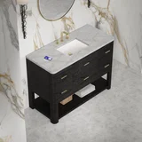 Lucian 48" Single Vanity, Carbon Oak w/ 3 CM Victorian Silver Silestone Top w/ FreePower Wireless Charger