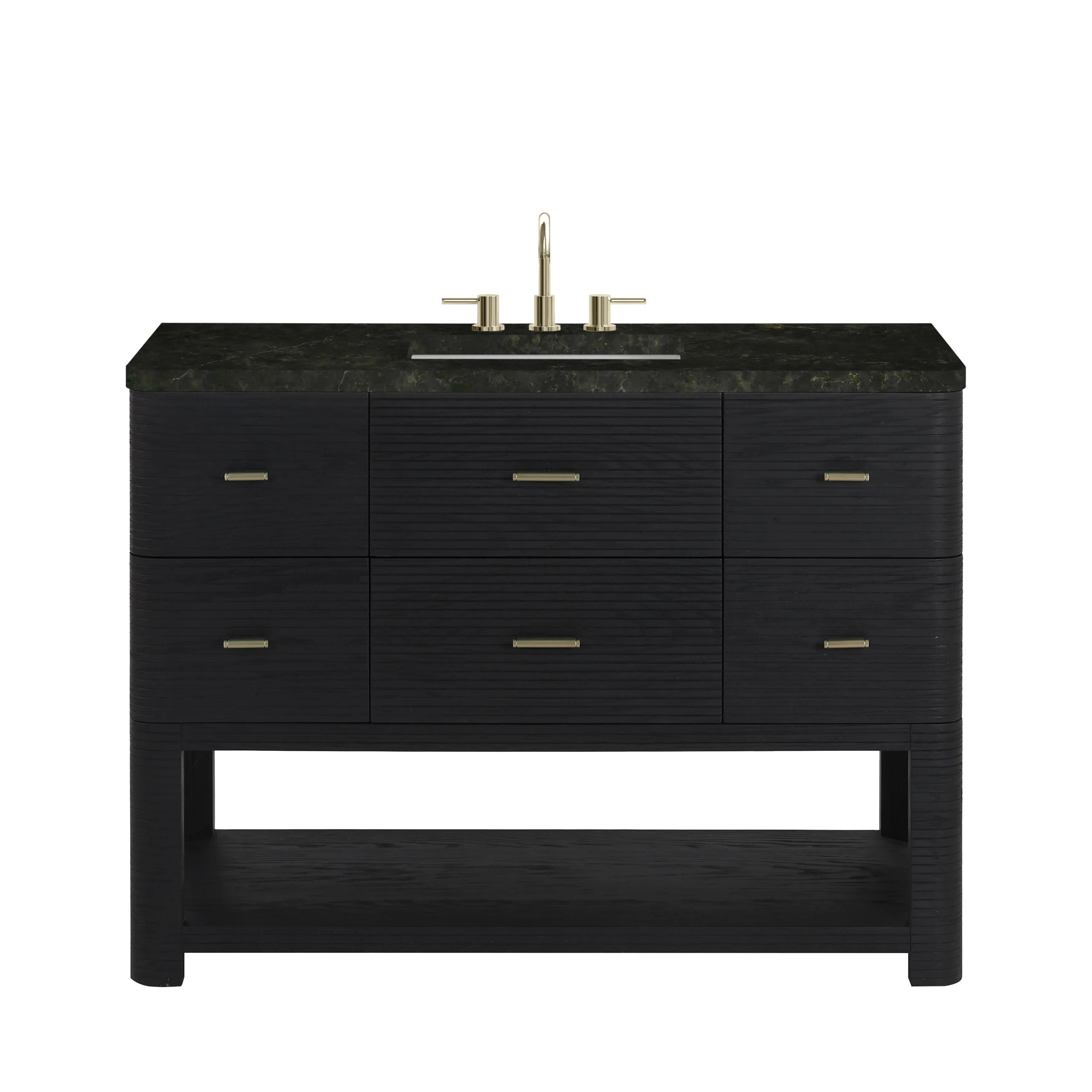Lucian 48" Single Vanity, Carbon Oak, w/ 3 CM Phantome Eclos Widespread Top