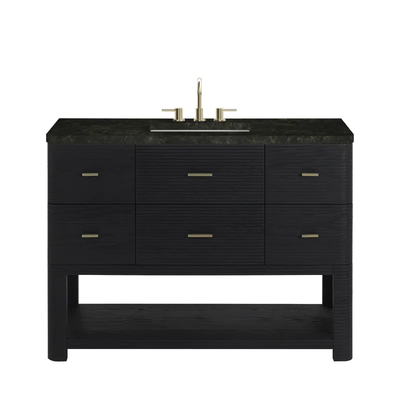 Lucian 48" Single Vanity, Carbon Oak, w/ 3 CM Phantome Eclos Widespread Top
