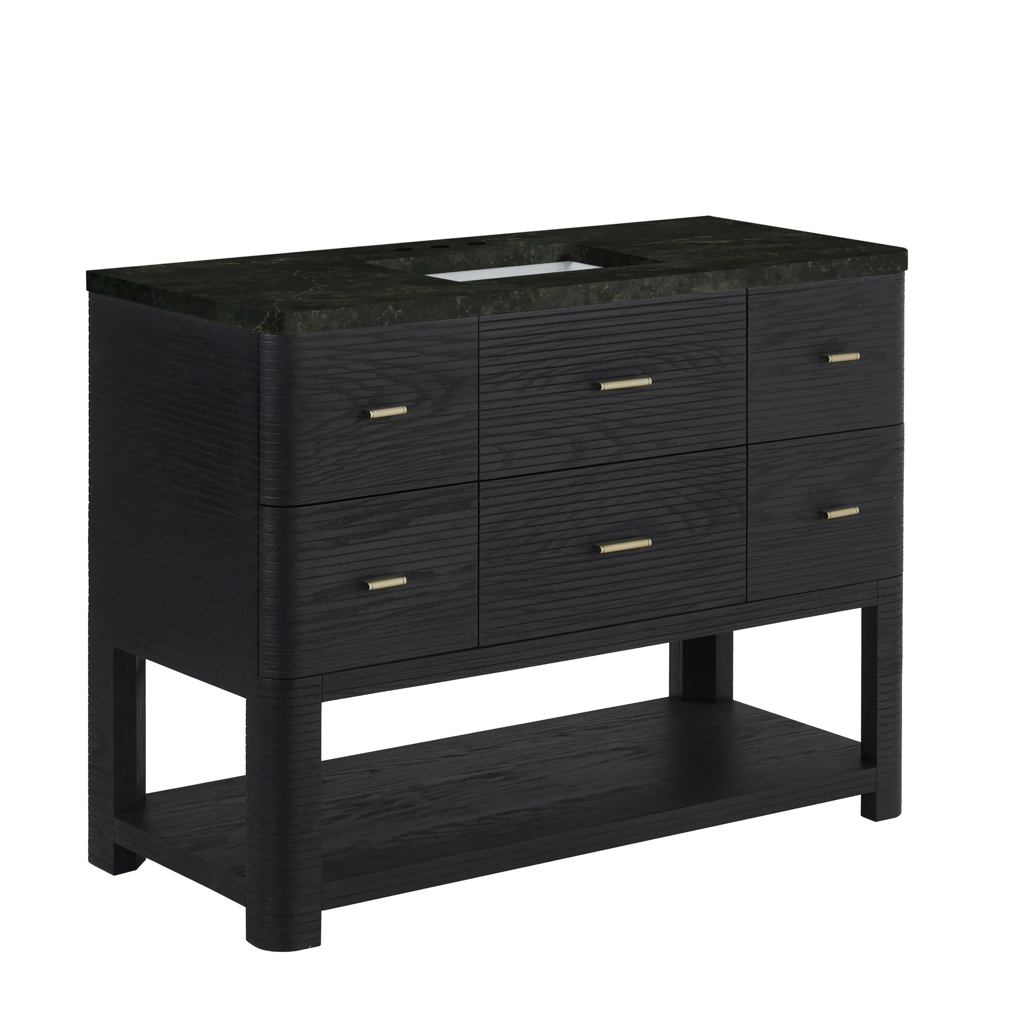 Lucian 48" Single Vanity, Carbon Oak, w/ 3 CM Phantome Eclos Widespread Top