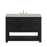 Lucian 48" Single Vanity, Carbon Oak, w/ 3 CM Siberian Silestone Widespread Top