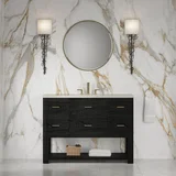 Lucian 48" Single Vanity, Carbon Oak, w/ 3 CM Siberian Silestone Widespread Top