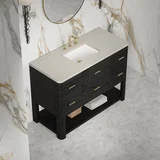 Lucian 48" Single Vanity, Carbon Oak, w/ 3 CM Siberian Silestone Widespread Top
