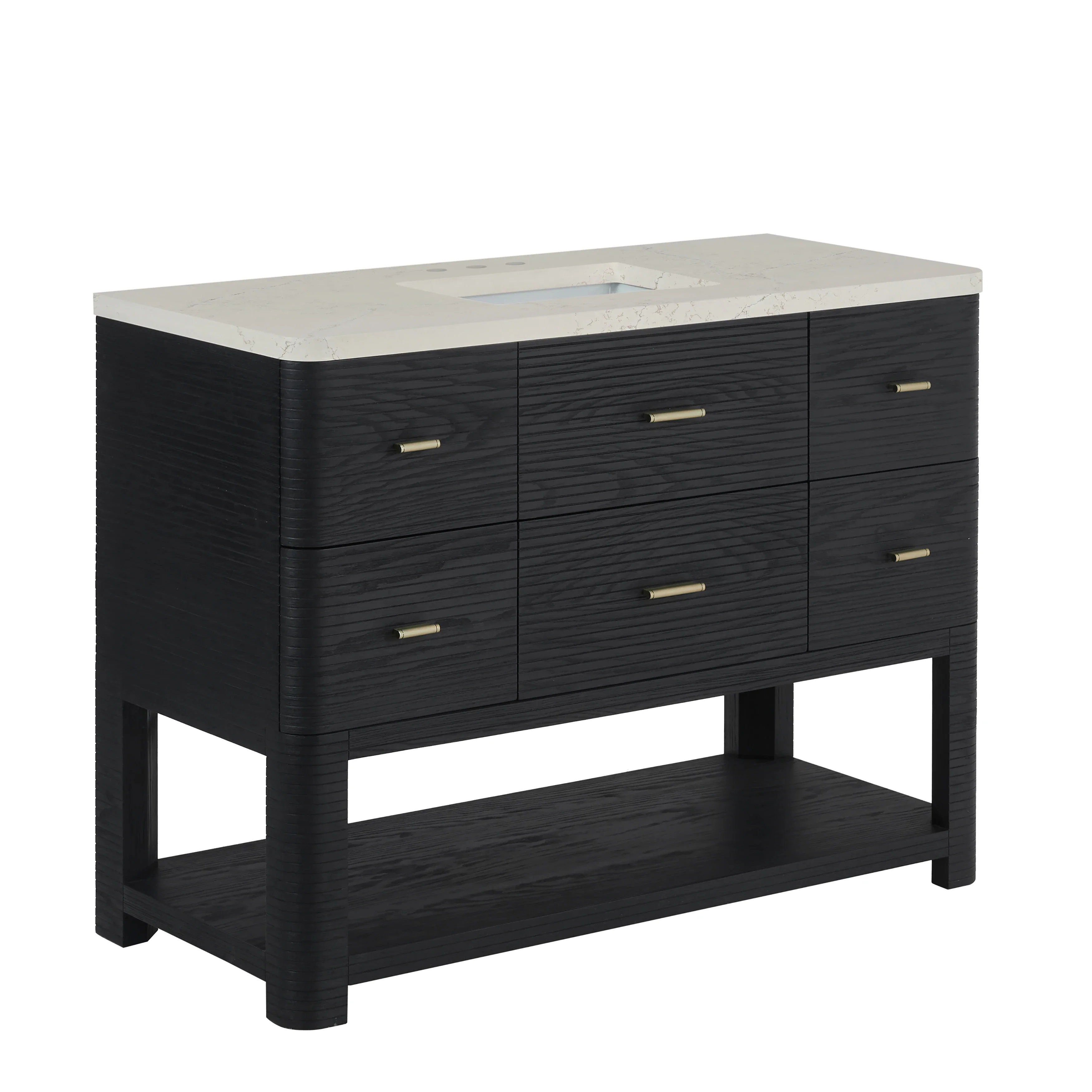 Lucian 48" Single Vanity, Carbon Oak, w/ 3 CM Siberian Silestone Widespread Top
