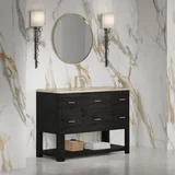Lucian 48" Single Vanity, Carbon Oak, w/ 3 CM Tajnar Eclos Widespread Top