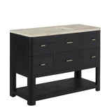 Lucian 48" Single Vanity, Carbon Oak, w/ 3 CM Tajnar Eclos Widespread Top