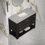 Lucian 48" Single Vanity, Carbon Oak w/ 3 CM Victorian Silver Silestone Widespread Top