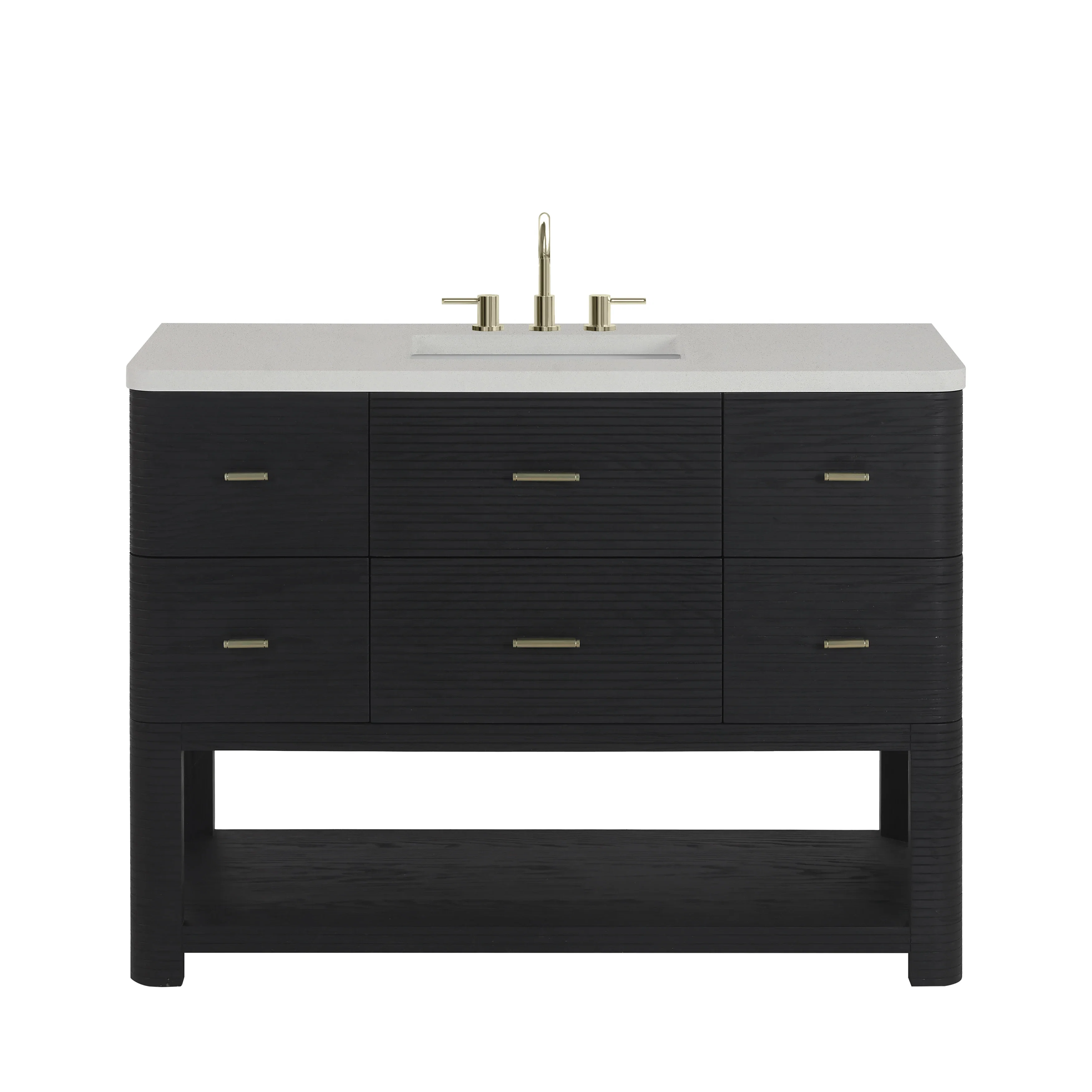 Lucian 48" Single Vanity, Carbon Oak w/ 3 CM White Zeus Silestone Widespread Top