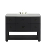 Lucian 48" Single Vanity, Carbon Oak w/ 3 CM White Zeus Silestone Widespread Top
