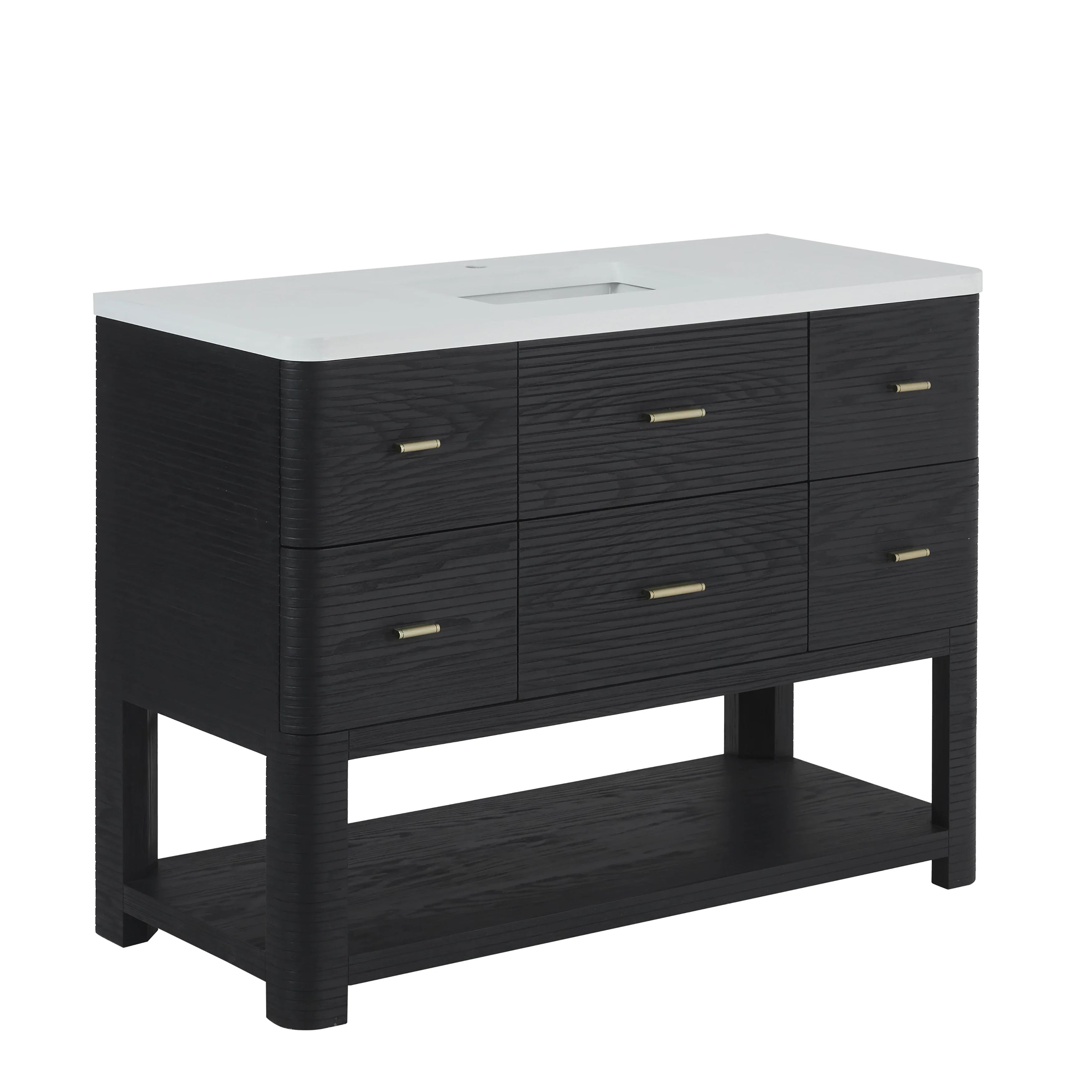 Lucian 48" Single Vanity, Carbon Oak w/ 3 CM White Zeus Silestone Widespread Top