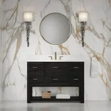 Lucian 48" Single Vanity, Carbon Oak w/ 3 CM White Zeus Silestone Widespread Top