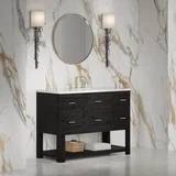 Lucian 48" Single Vanity, Carbon Oak w/ 3 CM White Zeus Silestone Widespread Top