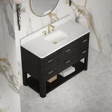 Lucian 48" Single Vanity, Carbon Oak w/ 3 CM White Zeus Silestone Widespread Top