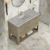 Lucian 48" Single Vanity, Pebble Oak w/ 3 CM Victorian Silver Silestone Top