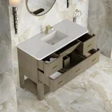 Lucian 48" Single Vanity, Pebble Oak w/ 3 CM White Zeus Silestone Top