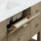 Lucian 48" Single Vanity, Pebble Oak w/ 3 CM White Zeus Silestone Top