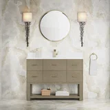 Lucian 48" Single Vanity, Pebble Oak w/ 3 CM White Zeus Silestone Top
