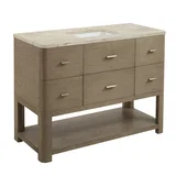 Lucian 48" Single Vanity, Pebble Oak, w/ 3 CM Tajnar Eclos Top w/FreePower Wireless Charger