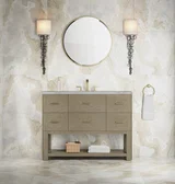 Lucian 48" Single Vanity, Pebble Oak w/ 3 CM Victorian Silver Silestone Top w/ FreePower Wireless Charger