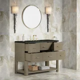 Lucian 48" Single Vanity, Pebble Oak, w/ 3 CM Phantome Eclos Widespread Top