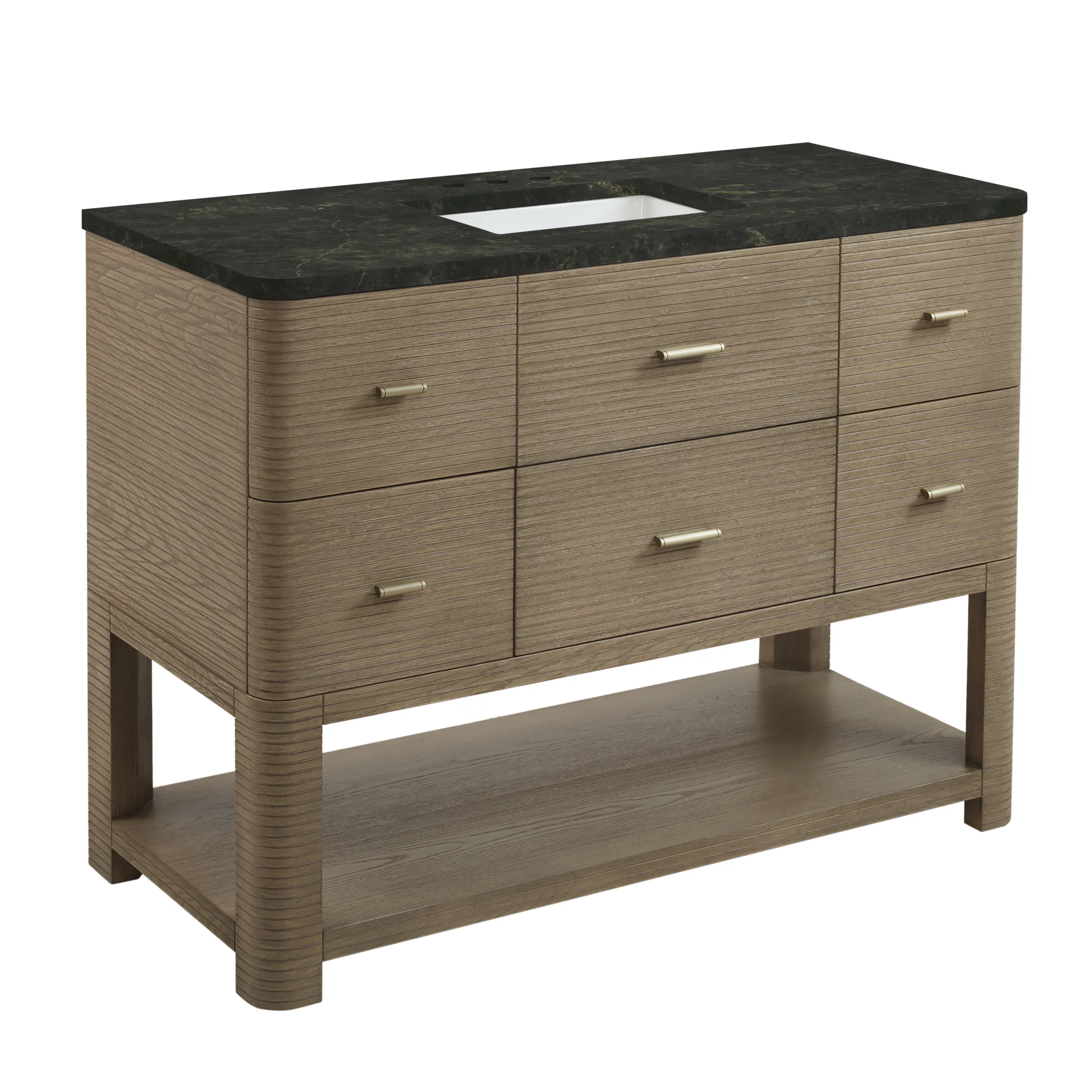 Lucian 48" Single Vanity, Pebble Oak, w/ 3 CM Phantome Eclos Widespread Top