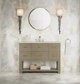 Lucian 48" Single Vanity, Pebble Oak, w/ 3 CM Siberian Silestone Widespread Top