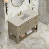 Lucian 48" Single Vanity, Pebble Oak, w/ 3 CM Siberian Silestone Widespread Top