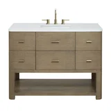 Lucian 48" Single Vanity, Pebble Oak w/ 3 CM White Zeus Silestone Widespread Top