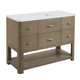 Lucian 48" Single Vanity, Pebble Oak w/ 3 CM White Zeus Silestone Widespread Top