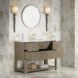 Lucian 48" Single Vanity, Pebble Oak w/ 3 CM White Zeus Silestone Widespread Top