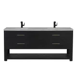 Lucian 72" Double Vanity, Carbon Oak w/ 3 CM Victorian Silver Silestone Top