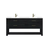 Lucian 72" Double Vanity, Carbon Oak w/ 3 CM White Zeus Silestone Top