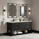 Lucian 72" Double Vanity, Carbon Oak w/ 3 CM White Zeus Silestone Top
