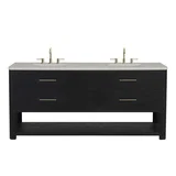 Lucian 72" Double Vanity, Carbon Oak, w/ 3 CM Siberian Silestone Top w/FreePower Wireless Charger