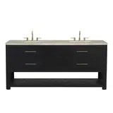 Lucian 72" Double Vanity, Carbon Oak, w/ 3 CM Tajnar Eclos Top w/FreePower Wireless Charger