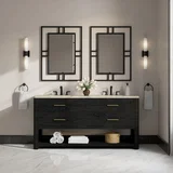 Lucian 72" Double Vanity, Carbon Oak, w/ 3 CM Tajnar Eclos Top w/FreePower Wireless Charger